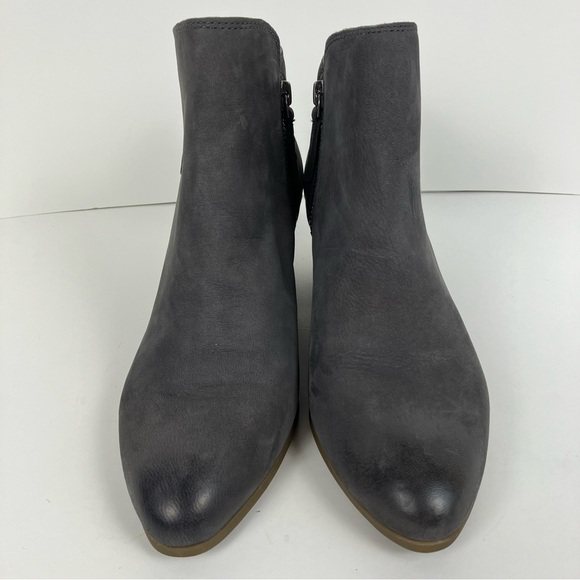 FRYE Judith Double Zip Stacked Heel Almond Toe Ankle Boots Grey Blue Sz 8.5 - Picture 3 of 16